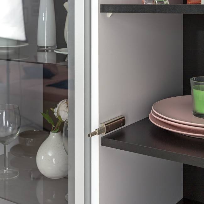 Гостиная Сидней № 58 цвет белый/чёрный/МДФ белый глянец