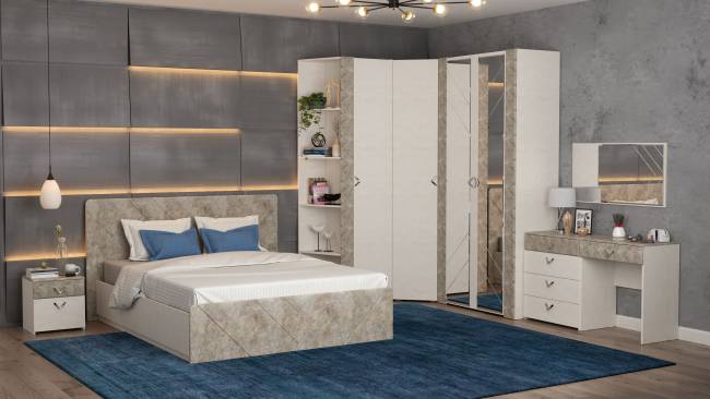 Кровать 1600 с подъёмным ортопедическим основанием и тумбочкой Амели 11.31 цвет шёлковый камень/бетон чикаго беж Кровать 1600 с подъёмным ортопедическим основанием и тумбочкой Амели 11.31 цвет шёлковый камень/бетон чикаго беж