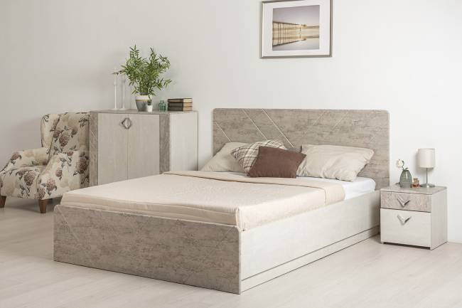 Кровать 1600 с подъёмным ортопедическим основанием Амели 11.31 цвет шёлковый камень/бетон чикаго беж Кровать 1600 с подъёмным ортопедическим основанием Амели 11.31 цвет шёлковый камень/бетон чикаго беж