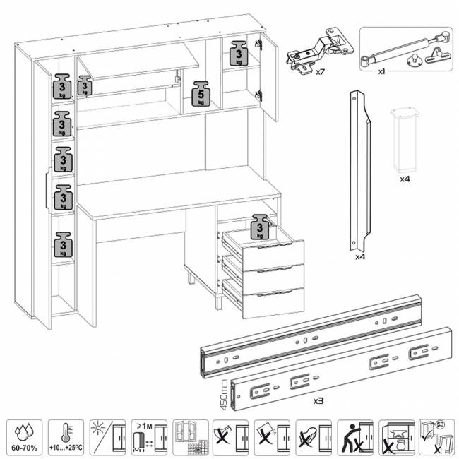 Рабочий стол Комфорт 12.95N цвет белый премиум/серый шифер