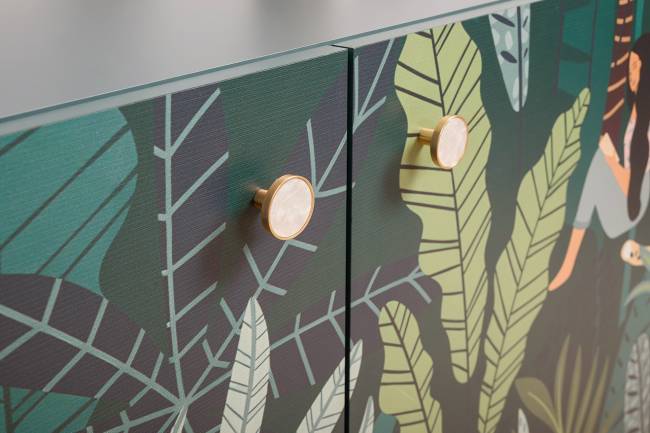 Комод-тумба Либера 16.230.01 цвет пасифай/белый, фасады с рисунком Тропический лес