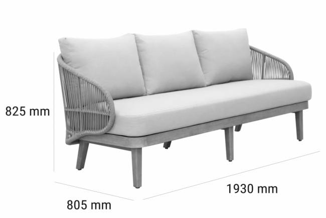 Диван плетеный трехместный Mali натуральный 1930х805х825 мм