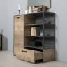 Комод с дверкой и ящиком с ТВ-тумбой для гостиной Трувор и открытый стеллаж с полками цвет дуб гранж песочный/интра