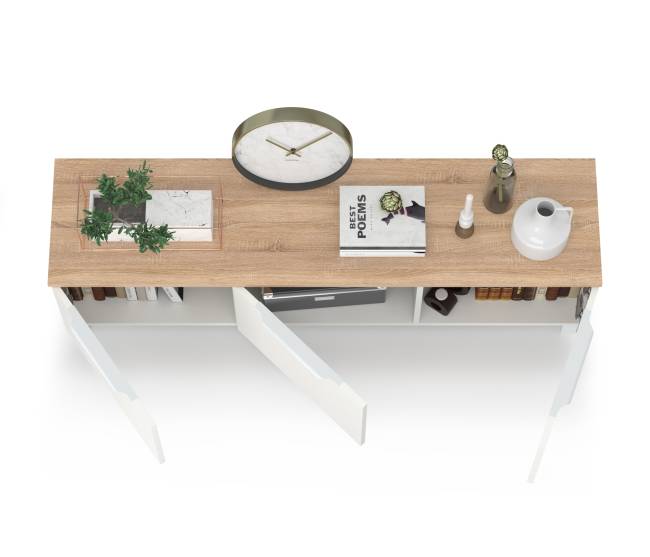 Тумба под ТВ 13.267.01 цвет белый шагрень/дуб сонома