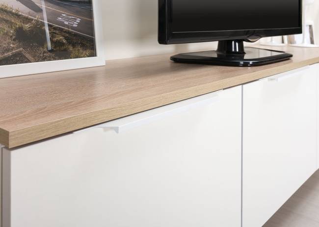 Тумба под ТВ 13.267.01 цвет белый шагрень/дуб сонома