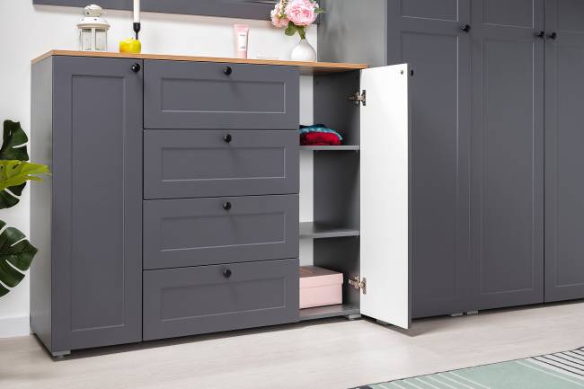 Две обувницы и комод Остин цвет серый графит/дуб крафт золотой