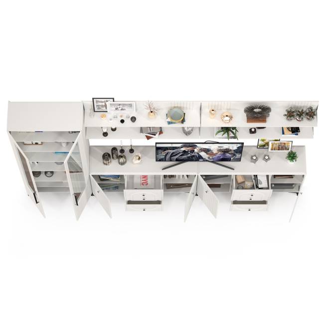 Стенка для гостиной Валенсия № 122 цвет белый шагрень