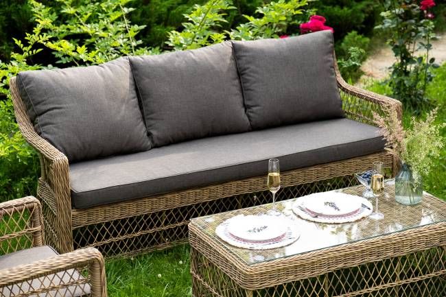 "Гранд Латте" лаунж-зона из искусственного ротанга, цвет соломенный