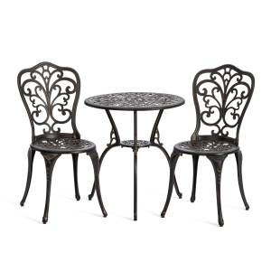 Комплект Secret de Maison Romance/Романс (стол+2 стула) алюминиевый сплав, D60/H67, 53х41х89см, бронзовый бронза/bronze алюминиевый сплав