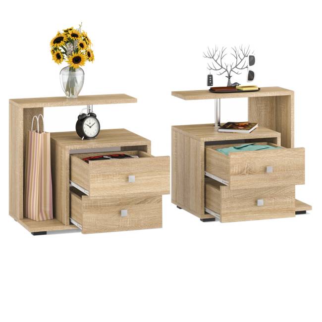 Комплект прикроватных тумб Камелия (левая + правая) цвет дуб сонома Комплект прикроватных тумб Камелия (левая + правая) цвет дуб сонома