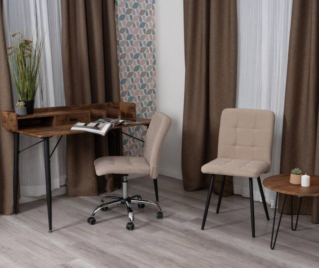 Комплект кресло+стул Medeo/Медео LT, велюр, бежевый/черный, 7 бежевый/черный флок Комплект кресло+стул Medeo/Медео LT, велюр, бежевый/черный, 7 бежевый/черный флок