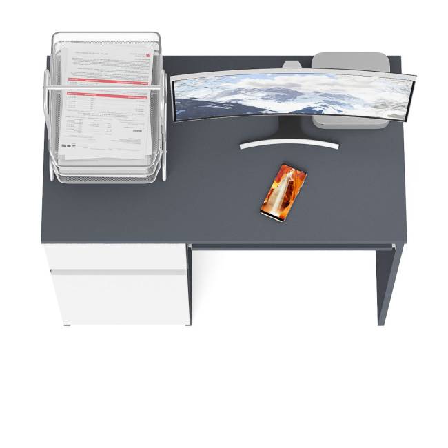 Стол компьютерный Мори МС-1 левый цвет графит/белый