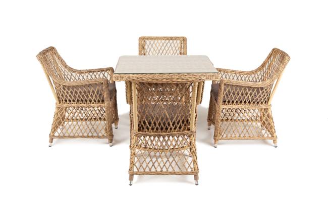 "Айриш" обеденная группа плетеная на 4 персоны, цвет соломенный "Айриш" обеденная группа плетеная на 4 персоны, цвет соломенный