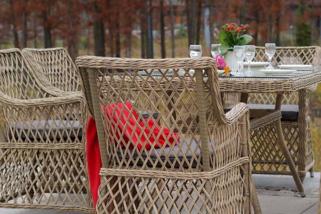 "Айриш" обеденная группа плетеная на 4 персоны, цвет соломенный "Айриш" обеденная группа плетеная на 4 персоны, цвет соломенный