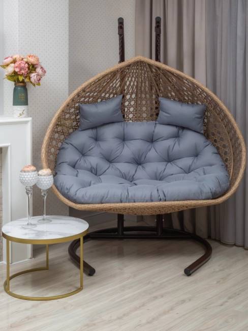 Подвесное двухместное кресло из искусственного ротанга "FRESCO GRANDE", светло-коричневый