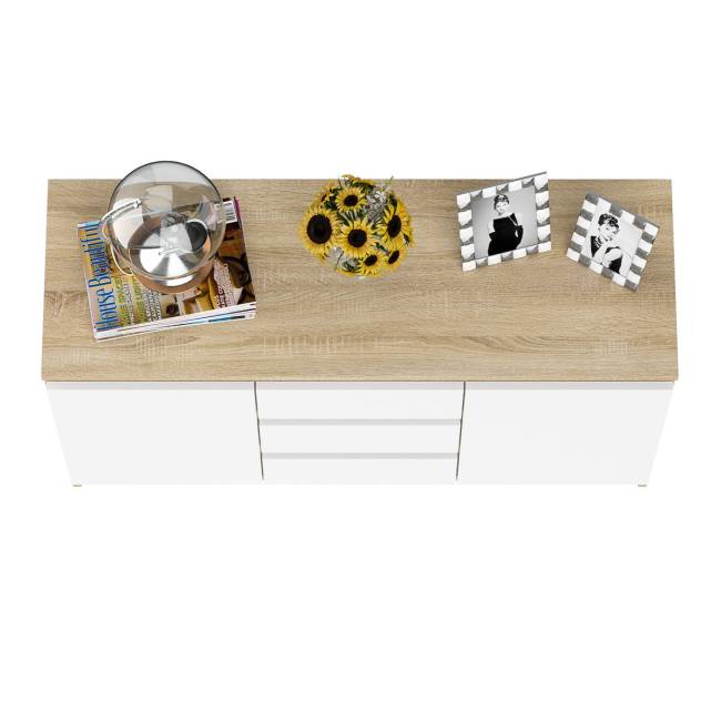 Комод-тумба три ящика и две дверки Мори МК1200.3 цвет дуб сонома/белый Комод-тумба три ящика и две дверки Мори МК1200.3 цвет дуб сонома/белый