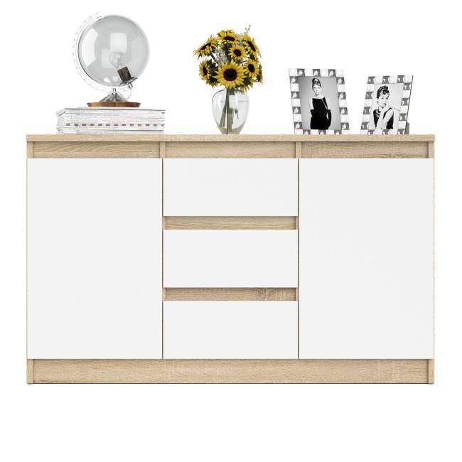Комод-тумба три ящика и две дверки Мори МК1200.3 цвет дуб сонома/белый Комод-тумба три ящика и две дверки Мори МК1200.3 цвет дуб сонома/белый