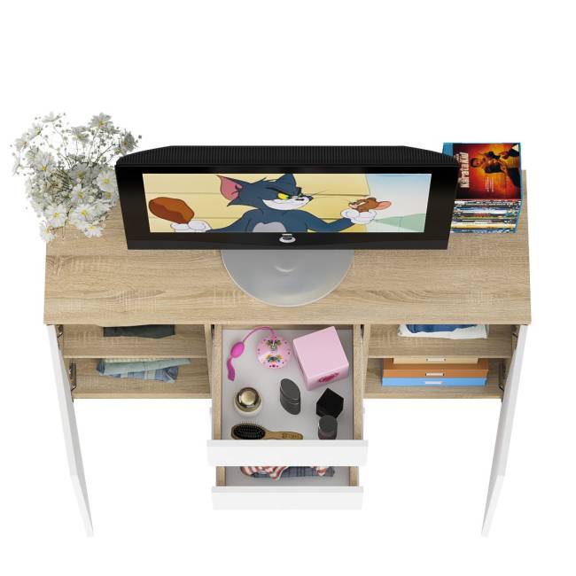 Комод-тумба три ящика и две дверки Мори МК1200.3 цвет дуб сонома/белый Комод-тумба три ящика и две дверки Мори МК1200.3 цвет дуб сонома/белый