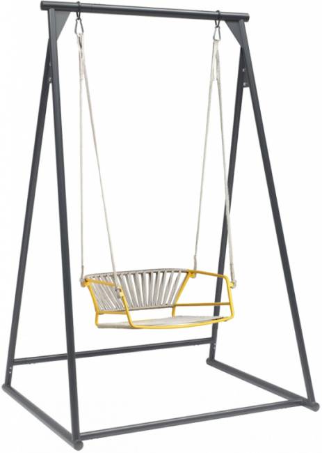 Качели плетеные Lisa Swing желтый, серебристый 1450х1200х2220 мм