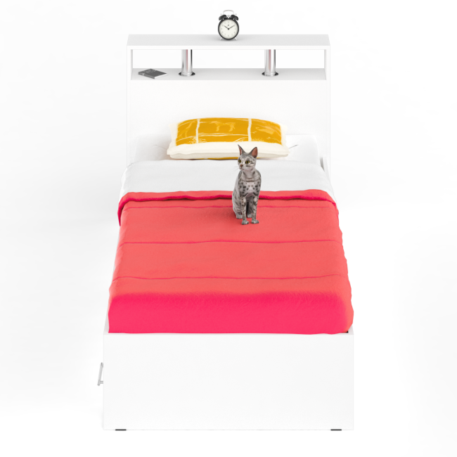 Кровать с ящиками Камелия 900 цвет белый