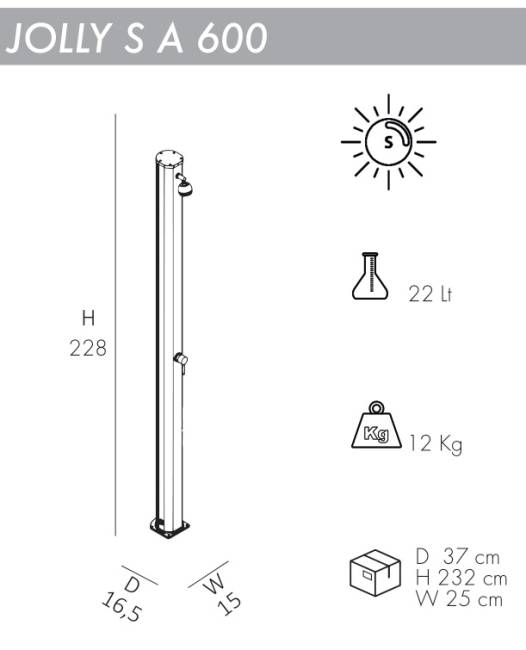 Душ солнечный Jolly S A 600 165х150х2280 мм
