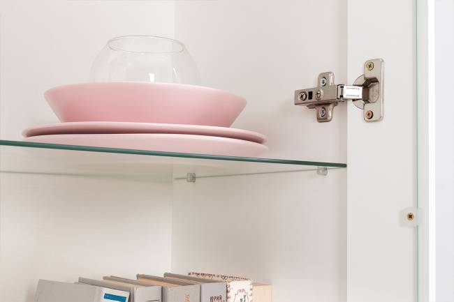 Стенка для гостиной с сервантом Валенсия № 60 цвет белый шагрень