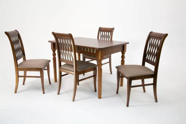 Обеденная группа Верди 120 со стульями Рич/ ромб коричневый, Орех