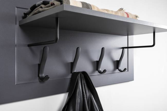 Мебельная стенка для прихожей Остин № 61 цвет серый графит/дуб крафт золотой