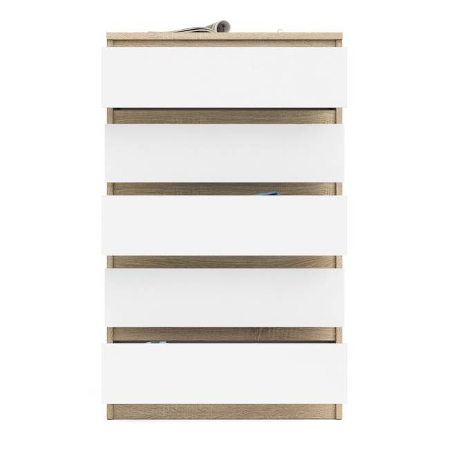 Узкий комод пять ящиков Мори МК700.5 цвет дуб сонома/белый