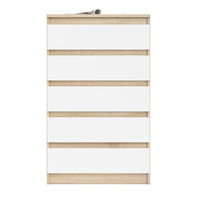 Узкий комод пять ящиков Мори МК700.5 цвет дуб сонома/белый