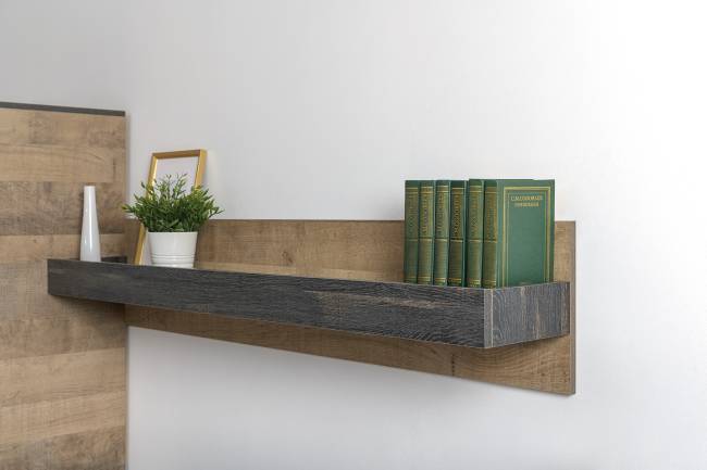 Два комода с ящиками с навесной полкой и комод с ящиком и дверкой в гостиную Трувор цвет дуб гранж песочный/интра