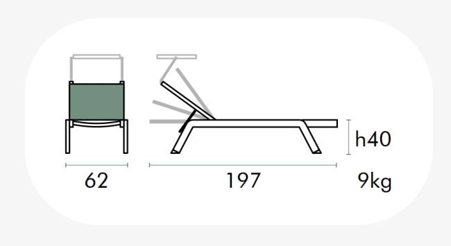 Шезлонг-лежак металлический Style 1970х620х400 мм Шезлонг-лежак металлический Style 1970х620х400 мм