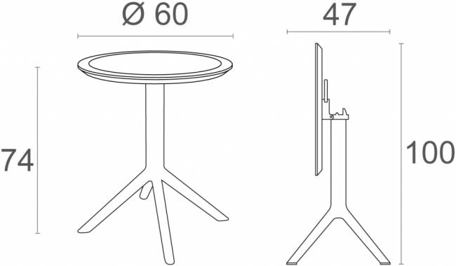 Стол пластиковый складной Sky Folding Table 60 бежевый 600х740 мм
