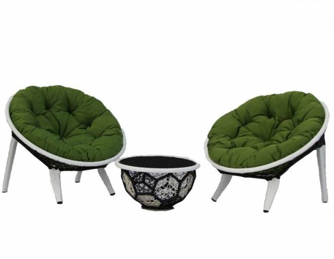 Комплект для отдыха "Вена Комфорт", из искусственного ротанга , 1+2, черный, белый